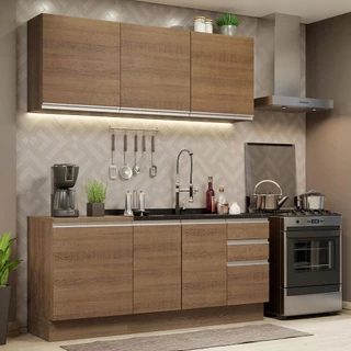 Armário de Cozinha Compacta 180cm Rustic Glamy Madesa 05 em Oferta na Shopee