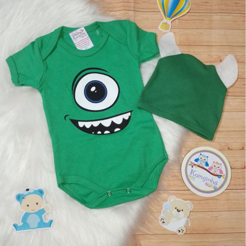 Body Bebê Temático Monstros S.A / Body Mike / Body Sullivan / Body Boo ...
