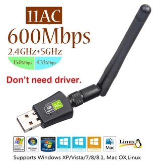 Driver Gratuito 5Ghz 2.4Ghz 600Mbps Dual Band USB Cartões De Rede Sem Fio Adaptador WiFi Para Desktop/Laptop/PC