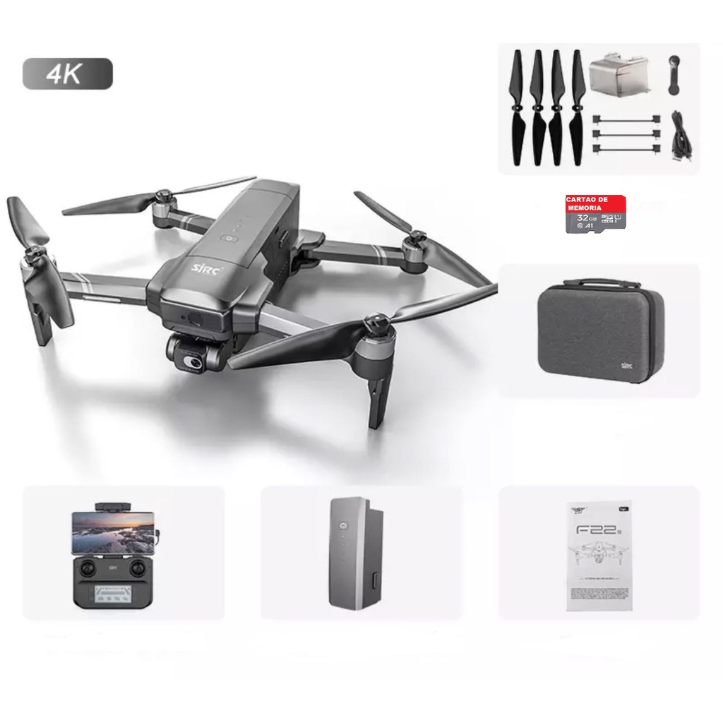 Drone Sjrc F22s 4k Pro 3.5km Sensor Frontal 4k 1 Bateria + Bag