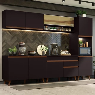 Cozinha Completa Madesa Reims 300002 com Armário e Balcão - Preto em Oferta na Shopee