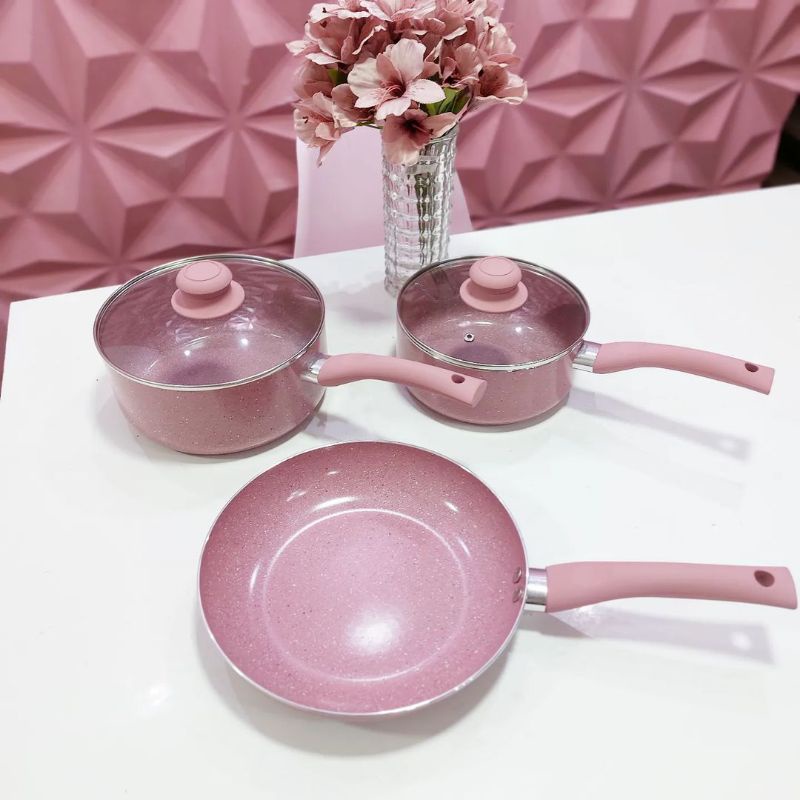 Jogo de Panelas Indução Rosa | Shopee Brasil