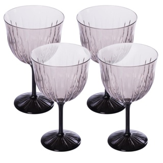 Conjunto 4 Taças Gin Plasútil 560 ml Lapidada Fumê