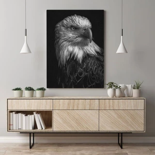 Quadro Decorativo Grande Alta Resolução Quadro Águia Fundo Preto 1 Peça 70x90