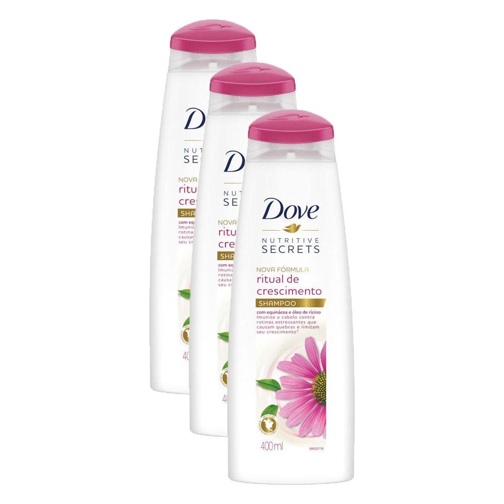 Kit 3 Shampoos Dove Nutritive Secrets Ritual de Crescimento 400ml cada ...