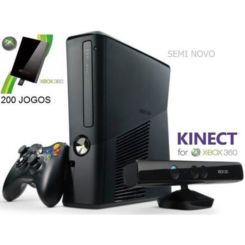 Xbox 360 250gb + controle + jogos e kinect