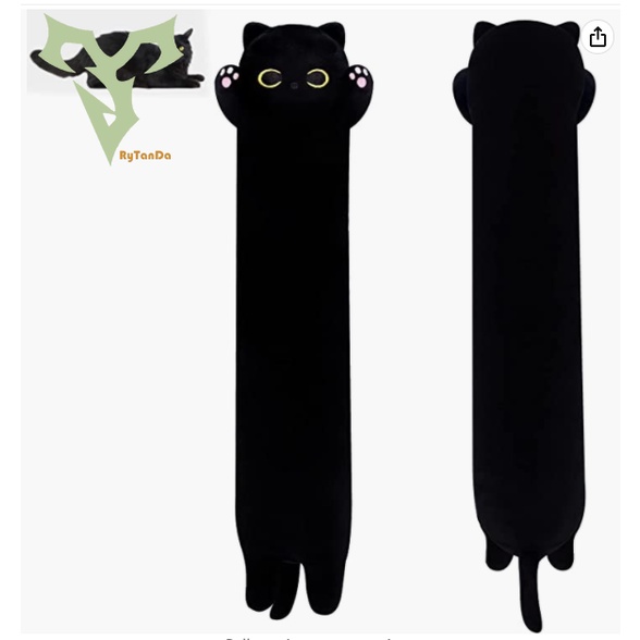 pelúcia longo para gatos - Almofada pelúcia para gatos longos, Almofada  macia 45 cm desenho animado gato preto pelúcia para crianças Cucimfew