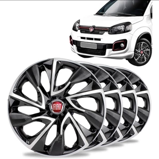 Jogo Calotas Esportiva Ds4 Aro 15 Black/Silver Fiat Argo Cronos Mobi Uno
