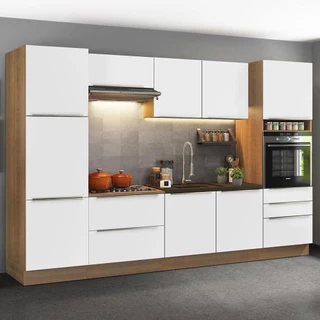 Cozinha Completa Madesa Lux com Armário e Balcão 9 Portas 5 Gavetas Rustic/Branco Veludo em Oferta na Shopee
