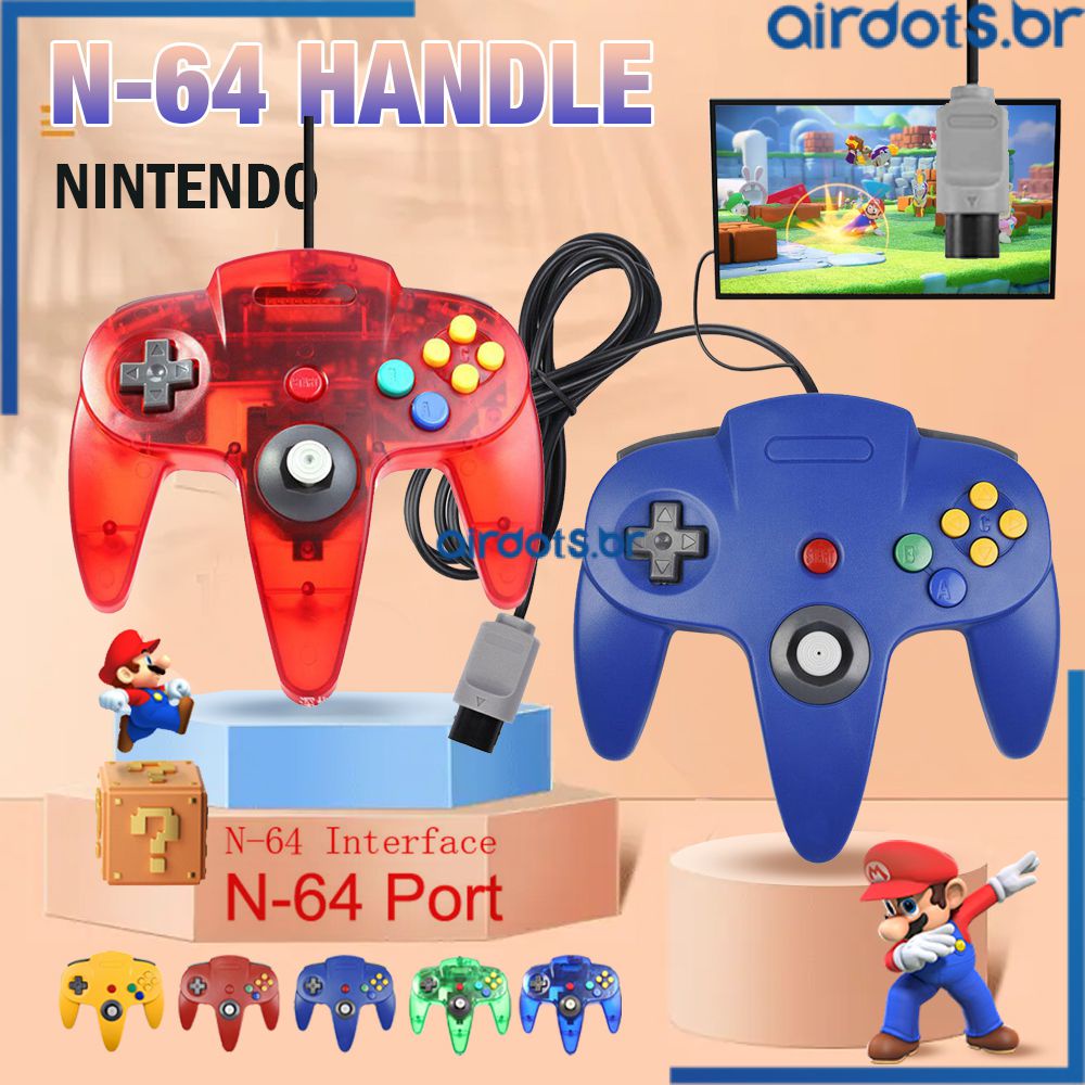 2 Peças N64 Controle De Console De Jogos Com Fio Joystick Gamepad Para Nintendo Classic 64 Baixa Latência Vários Modelos Seleção