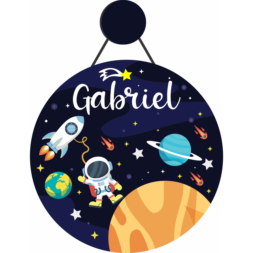 Enfeite Porta Maternidade Astronauta, Irmãos - Nome personalizado - Quarto Infantil Nome Bebê. Guirlanda