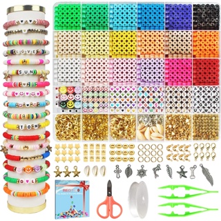 5100 Contas De Argila Kit De Confecção De Miçangas , Kit Miçangas Infantil Coloridas Para Fazer Pulseiras