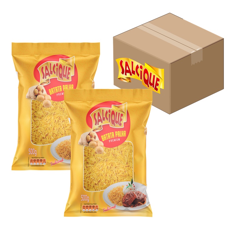 Kit Salcique Salgadinhos Batata Palha Tradicional 500g c/2