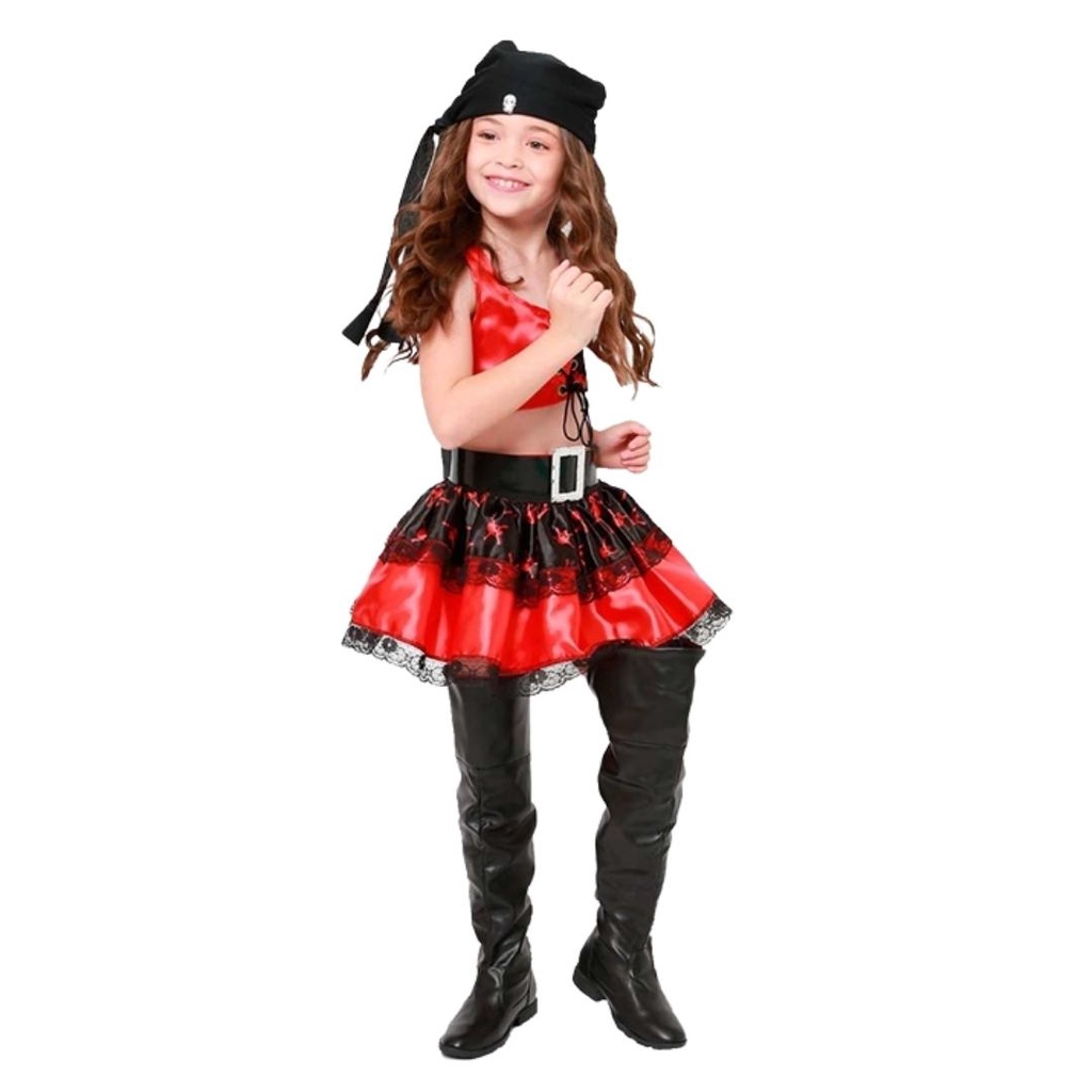 Fantasia Halloween Infantil Pirata com Cinto e Bandana - Extra Festas