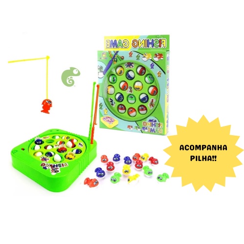 Brinquedo Jogo Infantil Pescaria Pega Peixe Pesca Maluca + Pilha Brinde