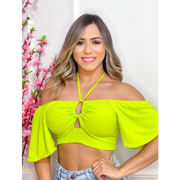 Roupas Femininas Festa Cropped Babado Calça Frete Gratis