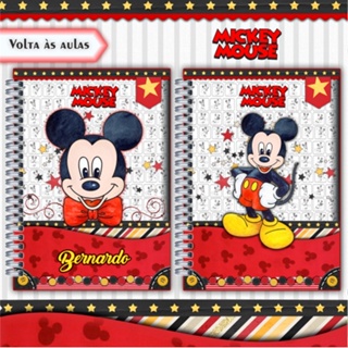 Caderno Personalizado Mickey com 96 folhas capa dura