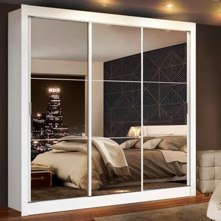 Guarda Roupa Casal Madesa Mônaco 3 Portas de Correr de Espelho em Oferta na Shopee