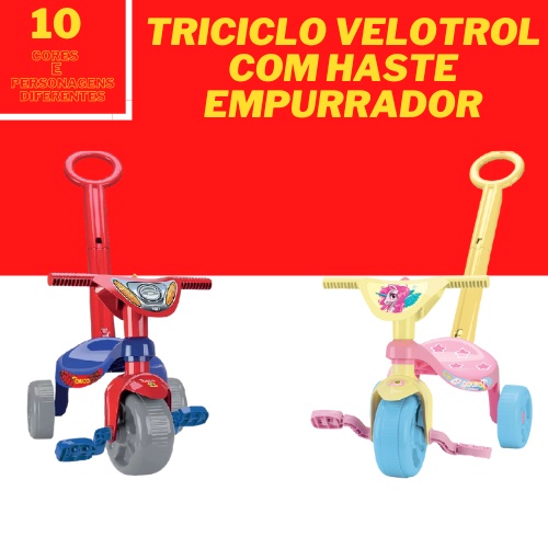 Triciclo Infantil Velotrol Motoca Brinquedo Com Empurrador Cor Unicórnio