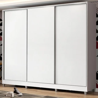 Guarda Roupa Juvenil 100% MDF Madesa Kevin 3 Portas de Correr com Pés - Branco em Oferta na Shopee