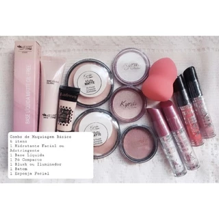 Combo de Maquiagem Básico com Esponja 6 itens kit para Iniciante