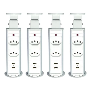 Kit 4 Torres de Tomada Multiplug 2 Tomadas e 2 USB Bivolt