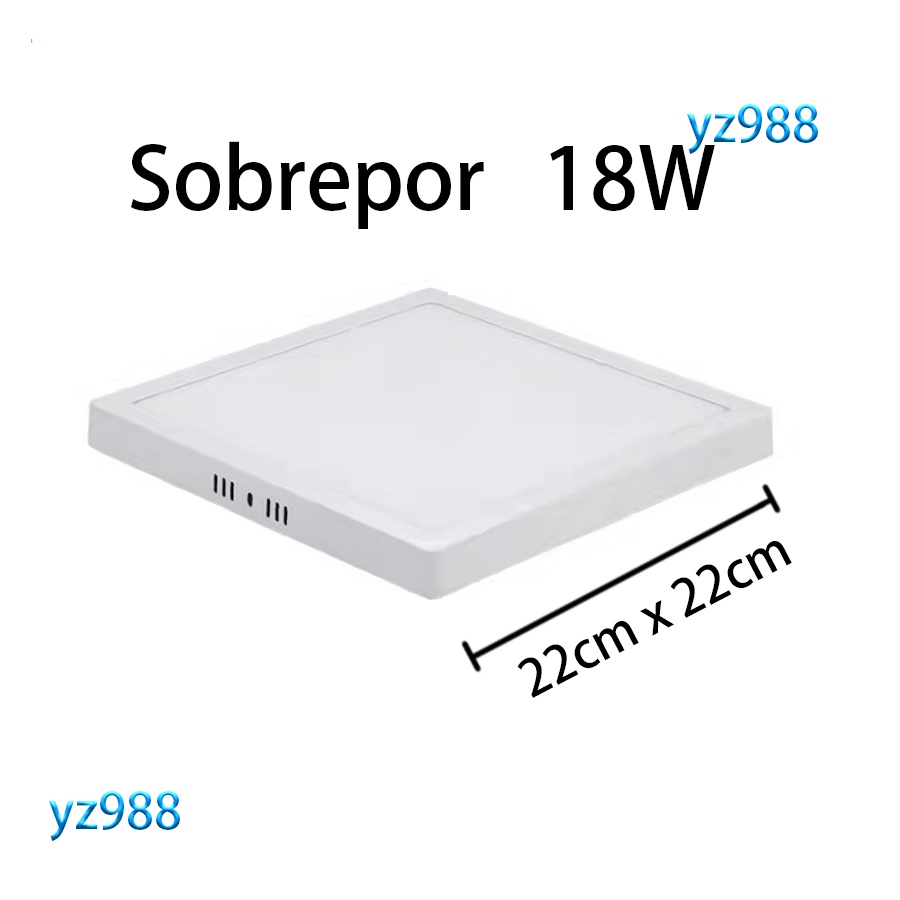 Lâmpada Painel Super Led Quadrado 18w Plafon Sobrepor Branco Frio 6500k ...