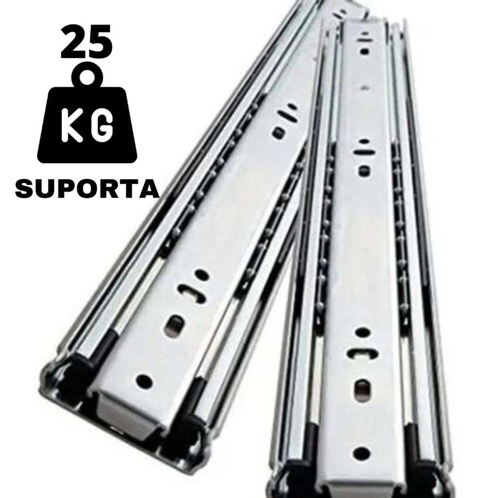 Trilho Para Gaveta Par Corrediça Telescópica Light SUPORTA 25 kg- Vários Tamanhos
