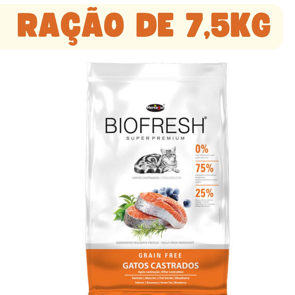 Racao Biofresh Gatos Castrados 7,5Kg Grain Free