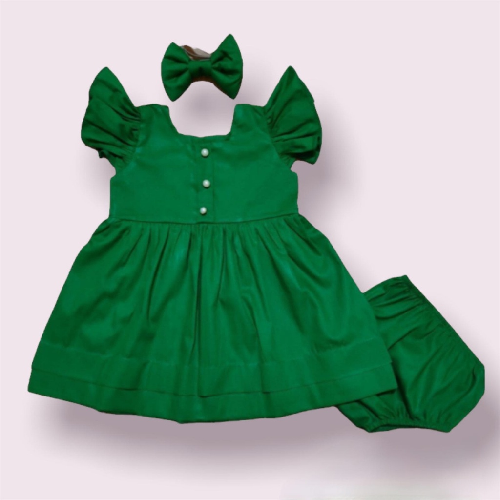 Desapego Vestido infantil menina verde com babados SHEIN, tamanho 10/11  anos - NOVO