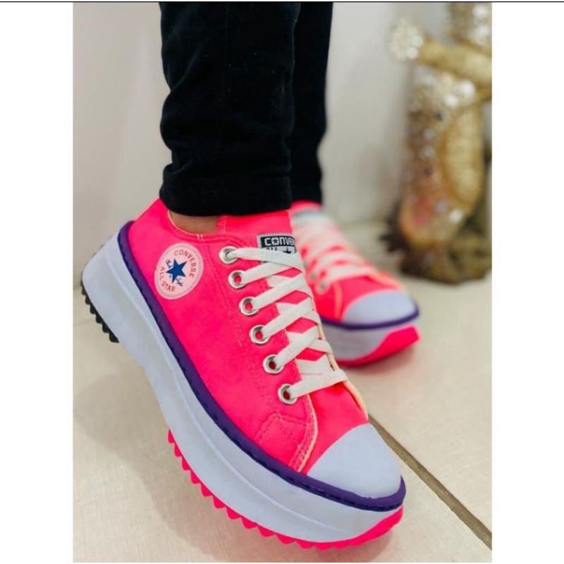 Tênis All Star Feminino Rosa Pink Tratorado Plataforma Casual | Shopee ...