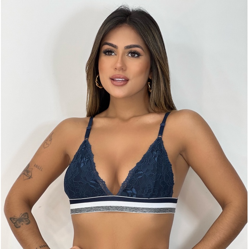 Sutiã Top De Renda Forrado sem Bojo com Elástico Verão Premium