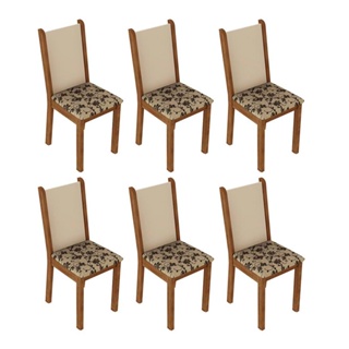Kit 6 Cadeiras 4291 Madesa - Rustic/Crema/Bege Marrom