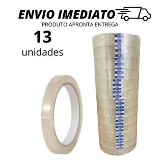 Fita Adesiva Fininha Fina Estreita 18mm Transparente 50 Metros - 13 Rolos Rolos
