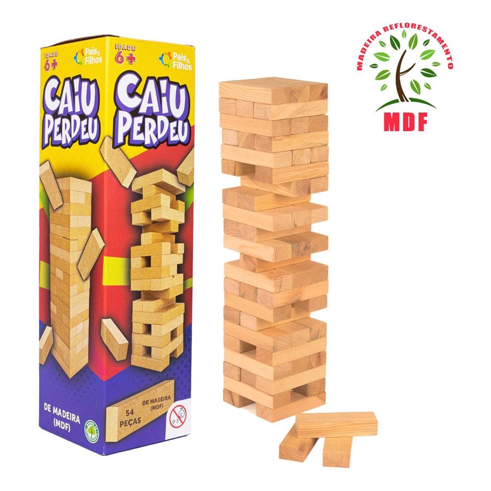 Jogo Caiu Perdeu Torre Madeira Equilibrio Brinquedo Mdf Pc Shopee Brasil