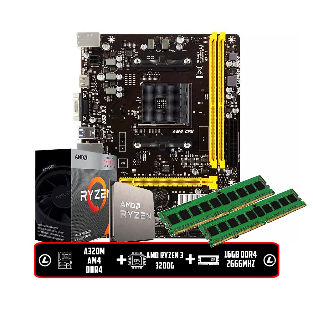 Computador Pichau Gamer Graphorn, AMD Ryzen 3 3200G, 8GB DDR4, SSD 120GB