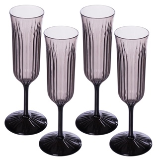 Conjunto 4 Taças Champagne Plasútil 200 ml Lapidada Fumê