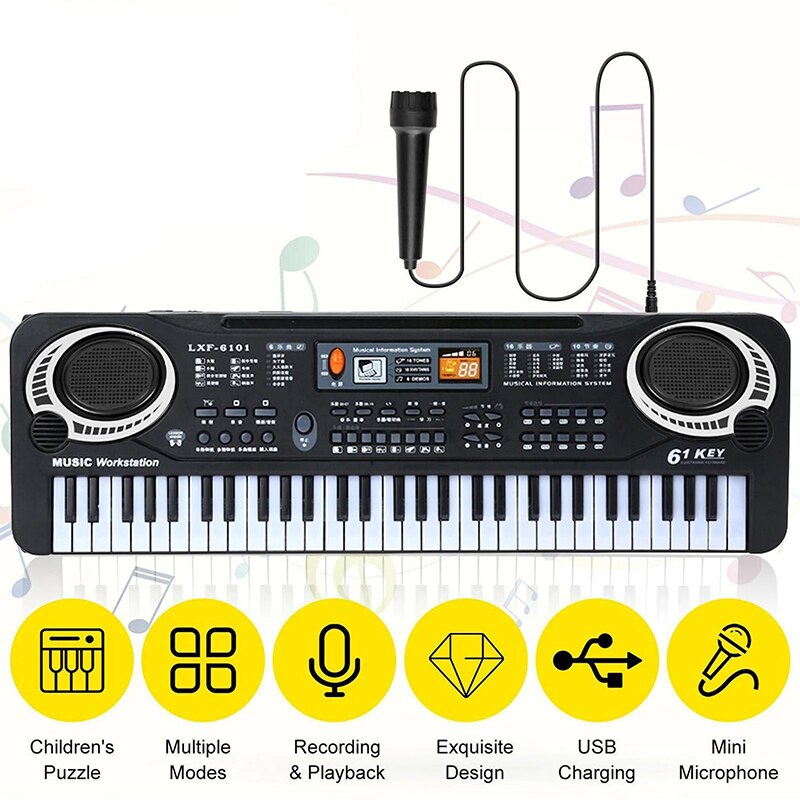 Kit Musical Infantil Mini Bateria+piano Teclado 32 Teclas Nf