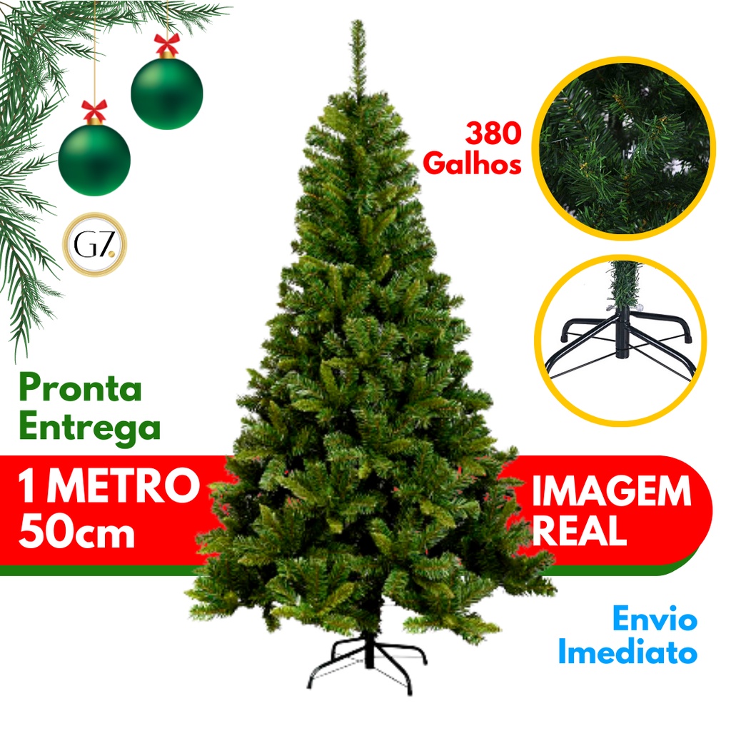 Árvore De Natal de Luxo Grande com 1,50 de Altura com Base de Metal ...