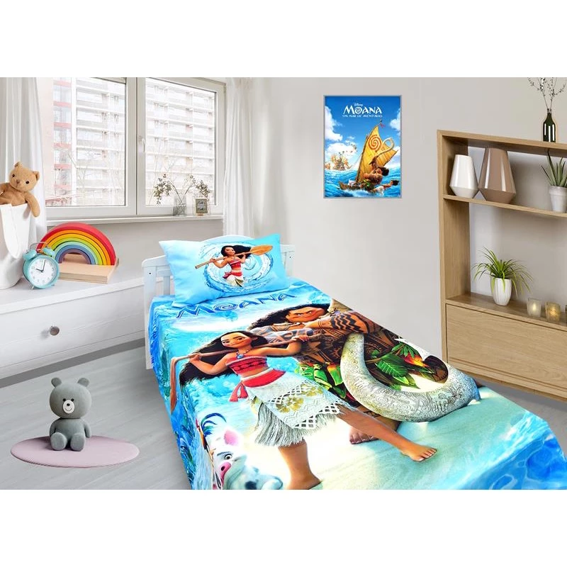 Jogo De Lençol E Fronha Moana 1 Kit 2pçs, Cobreleito