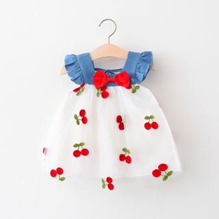 Garotas De Verão Novo Vestido Pequeno Cereja De Bebê Princesa Saia Menina Moda Modelos sarong