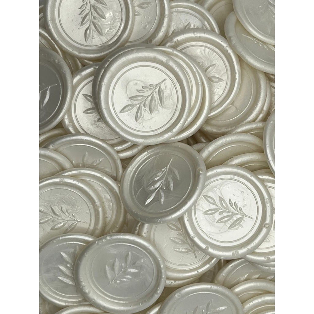 Kit 50 Lacres De Cera Folha Branco Perolado