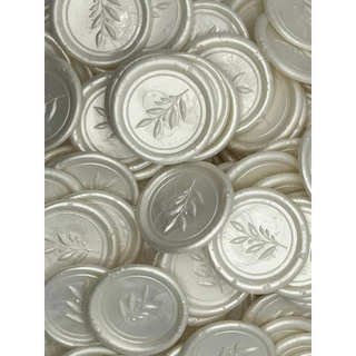 Kit 50 Lacres De Cera Folha Branco Perolado