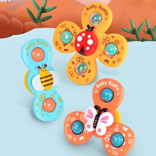 3Pcs Abs Cartoon Spinning Top Brinquedo Para Crianças, Brinquedos De Banho Para Bebê, Spinning Top, Spinner Com Ventosa, Abs, Stress Reliever