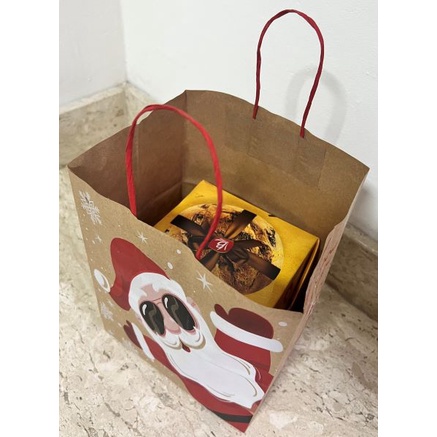 10 Sacolas Kraft Cabe Panetone Até 500 Gramas Papai Noel