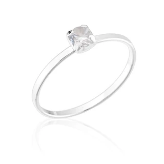 Anel Solitário De Prata Feminino 925, Legítima, Maciça, Anel com Ponto de Luz, Anel com Pedra Zircônia, Delicado 100% Prata
