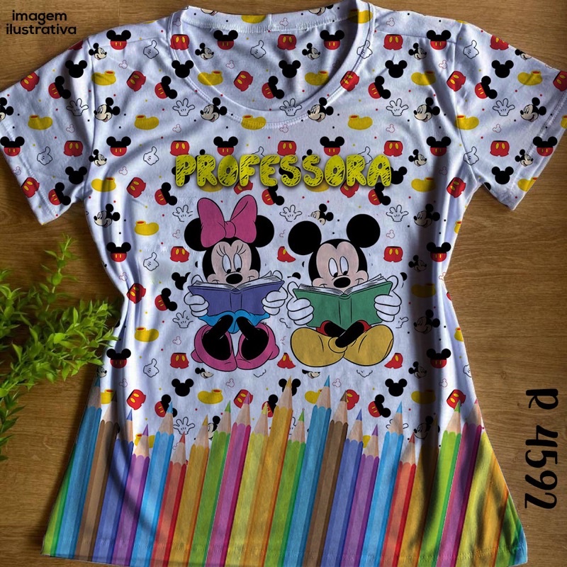 T-SHIRTS FEMININA ALGODÃO PRETO SILK MICKEY AND MINNIE - LOJA de T-SHIRTS