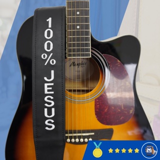 Correia Alça Para Violão, Guitarra e Baixo Basso 100% Jesus Preto Tipo Premium