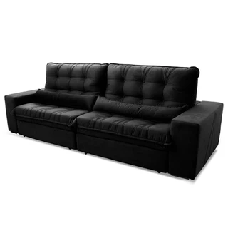 Sofá Retrátil Reclinável Zurique 2,50m Suede Velut Cinza Molas no Assento - King House