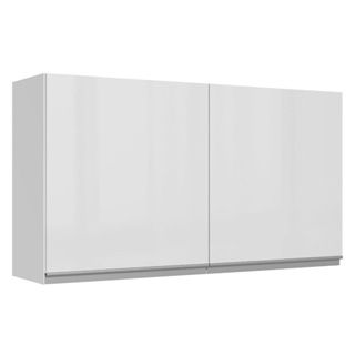 Armário Aéreo Madesa Acordes 100% MDF 120 cm - Portas Branco Brilho
